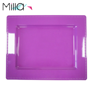 <span class=keywords><strong>Assiette</strong></span> de présentation rectangulaire en <span class=keywords><strong>plastique</strong></span> perlé pour mariages, vaisselle et plats - Product Image 1