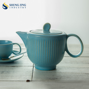 Service à thé en porcelaine bleu coréen, cafetière - Product Image 4