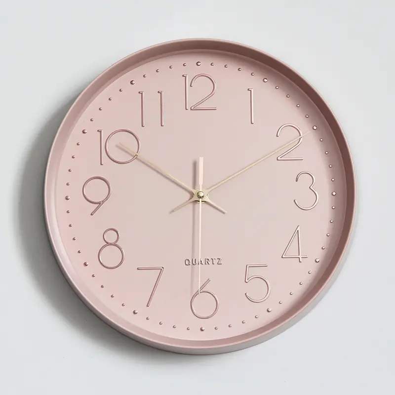 Horloge murale moderne en plastique Rose, chiffres 3D en or Rose, 1 pièce, 12 pouces, mode moderne et Simple