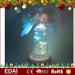 High quality led light Christmas ornament acrylic Angel with optical fiber wing - Product Image 1