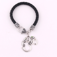 B307 Huilin Bijoux Nouveau Design OM Hindou Ganesh Pendentif Éléphant Inde Religieuse Amulette Bracelet En Cuir