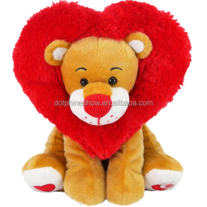 Nuovo Regalo per San Valentino 2023: <span class=keywords><strong>Leone</strong></span> di Peluche Marrone con Cuore <span class=keywords><strong>Rosso</strong></span>, Giocattolo Morbido e Personalizzabile - Product Image 2
