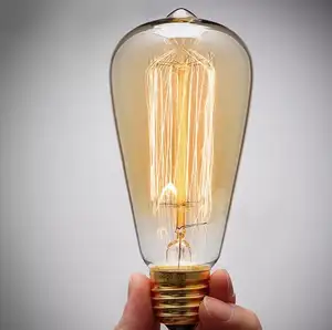 Çin üretimi E26 E26 ST64 klasik ışık edison ampul dekoratif karbon ampul filaman lambası