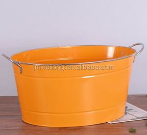 Light Blue Large Oval Ice Bucket <strong>Galvanized</strong> Metal Beer Beverage <strong>Tub</strong> - Product Image 3