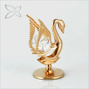 Figura de Cisne de Metal Chapado en Oro Crystocraft, Cristales de Corte Brillante, Arte Popular Europeo, Opción de Grabado Láser para Bodas - Product Image 4