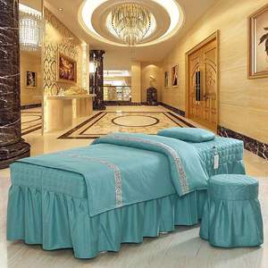 Bộ Đồ Giường SPA 4 Món Bộ Đồ Giường Bằng Vải Cotton Mềm Mại Màu Sắc Tinh Khiết Bộ Ga Trải Giường Bộ Đồ Giường Thẩm Mỹ Viện Mát Xa Khăn Trải Giường - Product Image 6