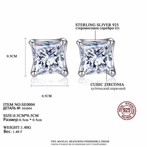 Boucles <span class=keywords><strong>d</strong></span>'oreilles clous en argent 925 LUOTEEMI, petites, carrées, en zircon cubique, pour <span class=keywords><strong>femme</strong></span>, idéales pour le quotidien et les fiançailles - Product Image 2