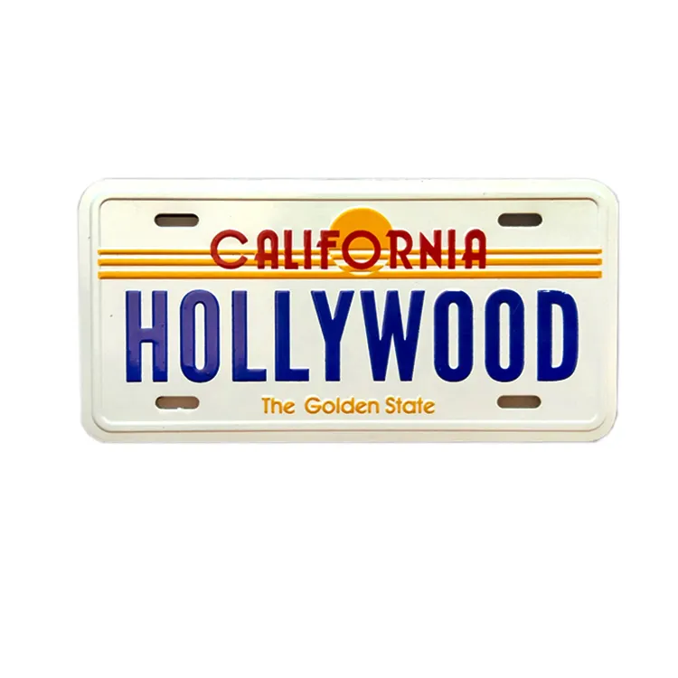 Hollywood California Mini embossed tin sign magnet metal sign souvenir Aluminum License Plate tag