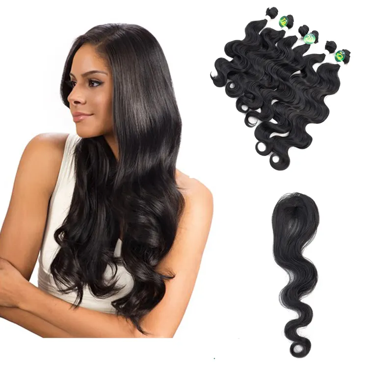 Geïmporteerd Fiber Groothandel Prijs Body Wave Lieveling Synthetisch Haar Weven, Darling Soft Volledige Hoofd Synthetisch Haar Extensions