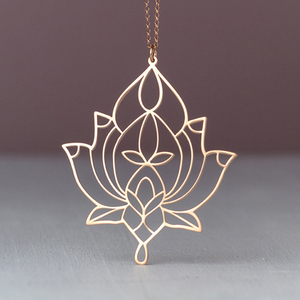 Collana <span class=keywords><strong>di</strong></span> gioielli con fiori <span class=keywords><strong>di</strong></span> <span class=keywords><strong>loto</strong></span> collana in acciaio inossidabile ciondoli ciondoli regalo da donna Collares Para Mujer - Product Image 5