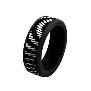 patroon silicone ringen Suppliers-8Mm Breedte Afneembare Carbon Fiber Patroon Siliconen Trouwring Voor Lieveling