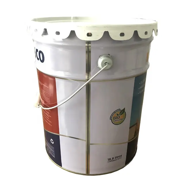 Ember ember wadah timah kosong 18l ember cat logam dengan tutup lug dan pegangan