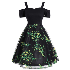 Le donne dell'estate vestono la stampa della prugna dell'annata fuori dalla spalla 1950 60s Rockabilly Swing abiti da festa Feminino Vestidos - Product Image 3