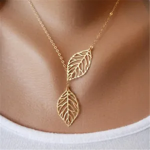 New fashion golden hollow leaves leaves female charm jewelry necklace clavicle chain