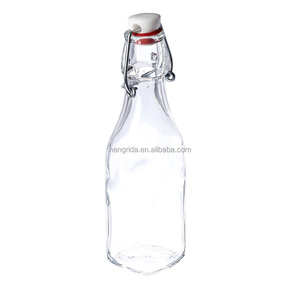 8.5oz <strong>Swing</strong> <strong>Top</strong> Glass <strong>Bottle</strong> with Metal Clamp for Water Juice Oil Screen Printing Custom Design - Product Image 2