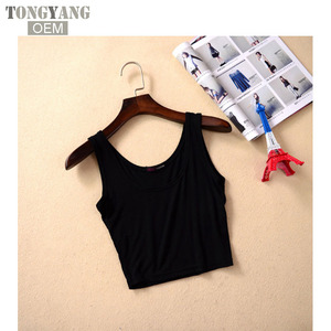 Tongyang Summer Slim Render Short Top da <span class=keywords><strong>donna</strong></span> senza maniche <span class=keywords><strong>canottiere</strong></span> a scollo a U tinta unita nero/bianco canottiera - Product Image 3