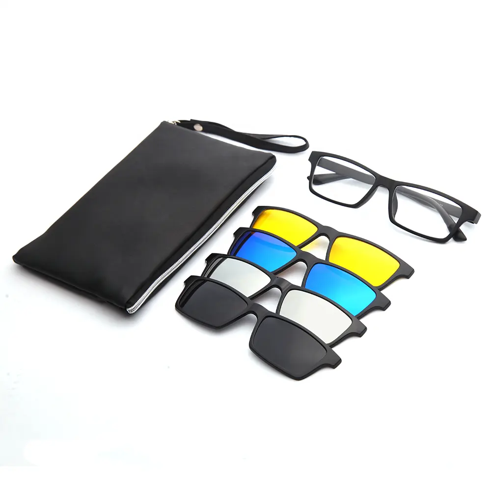 SKYWAY 사용자 정의 로고 직사각형 편광 UV400 마그네틱 클립 4 1 다양한 렌즈 TR90 선글라스
