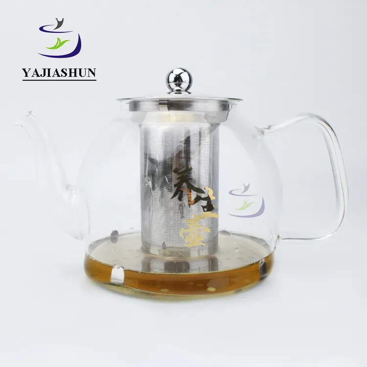 مخصص 1.2lL البورسليكات الزجاج المقاوم للحرارة الفاخرة كبيرة غلاية شاي زجاجية مجموعة إبريق الشاي