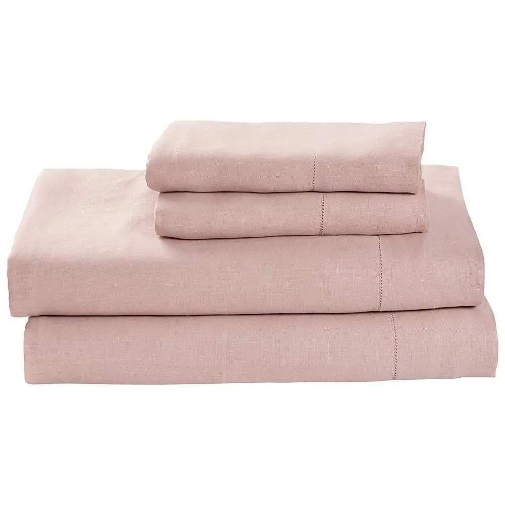 Luxury Solid Color Bed Sheet Sets Pure Flax Linen Bed Sheet Bedroom Woven Plain 20 Individual Linen Fabric Bag with Labels 4 Pcs