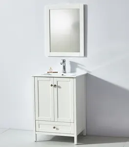 유럽 현대 욕실 화장대 싱글 싱크 합판 욕실 세차 분지 캐비닛 공장 가격 욕실 흰색 가구