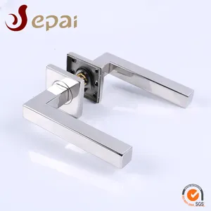 201 304 Stainless steel square rosette mirror polish door lever handle set