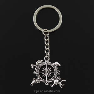 30mm Keychain DIY metal sostenedor cadena vendimia brújula León animal libélula ciervos 28*34mm colgante de plata antiguo - Product Image 1