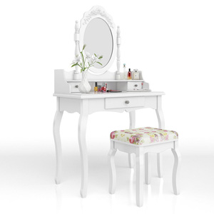 Hot Sales Furniture Wooden Makeup Dresser Girl Portable White Folding Vanity <strong>Dressing</strong> <strong>Table</strong> With Mirror and Drawers for Bedroom - Product Image 3