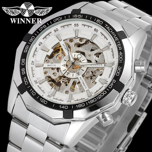 Montres automatiques mécaniques squelette en acier inoxydable T-winner pour hommes – Ventes en ligne - Product Image 3