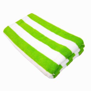 75 cm x 150 cm gran doble cara tela de algodón nuevo rayado verde lima piscina playa Toallas - Product Image 1