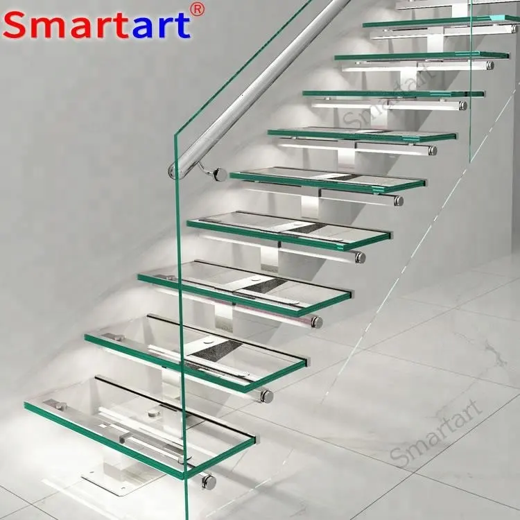2022 간단한 계단 디자인/실내 강화 유리 계단
