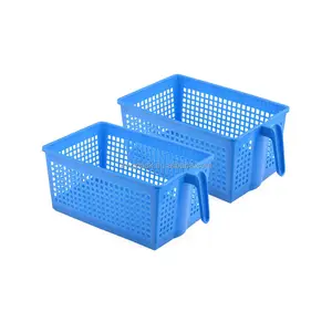 Голубая прямоугольная пластиковая корзина для хранения хорошего качества с ручкой