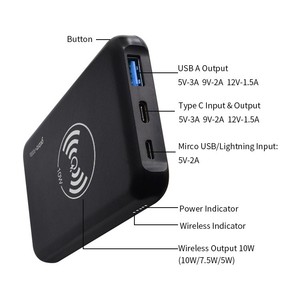 Batterie Externes 10000mAh <span class=keywords><strong>Chargeur</strong></span> sans Fil Rapide <span class=keywords><strong>Chargeur</strong></span> à <span class=keywords><strong>Induction</strong></span> avec 2 Ports USB & 2 Entrée pour Tous Les Smartphones - Product Image 2
