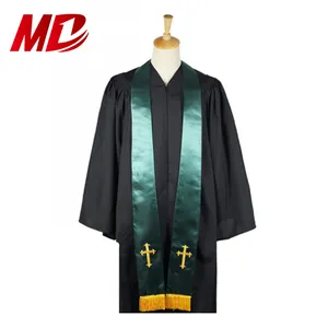 Different colors embroidery cross church tassel stole clergy stoles with beautiful frays