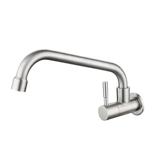 HUICI stainless steel 304 wall mounted 360 rotate spout kitchen faucet cold water tap