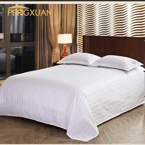 Khăn Trải Giường Ấn Độ 100% Cotton In Khăn Trải Giường Sọc Satin White Hotel Khăn Trải Giường Sọc 100% Cotton