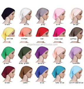 Lady double layers islamic good plain solid color inner hijabs headpiece cap wrap instant cotton jersey under scarfs