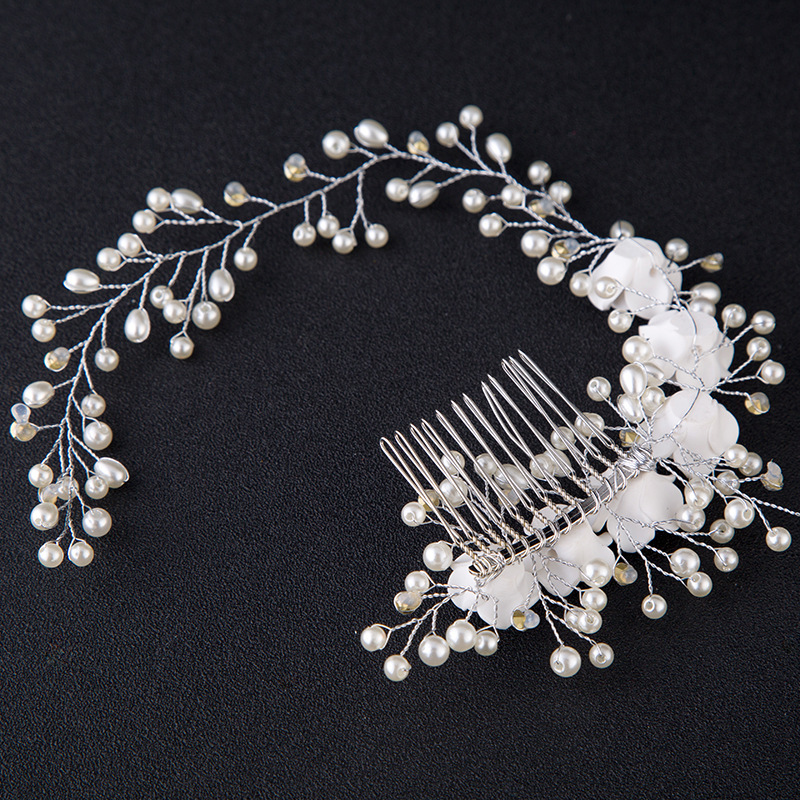 Clip Per Capelli A Foglia Con Cristalli E Perle - Accessorio Sposa Matrimonio