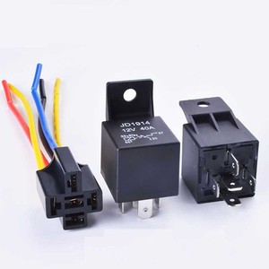 Relay Mobil Hitam Universal, 12V 40A 5Pin 4Pin DC AMP SPDT Relay + Soket Praktis Starter Mobil Relai Otomatis Universal