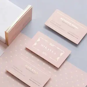 Di lusso di Colore Rosa Caldo di Vendita 400 Grammo Personalizzato Stagnola di Oro Logo Carta Patinata Spessore Biglietti da visita - Product Image 1