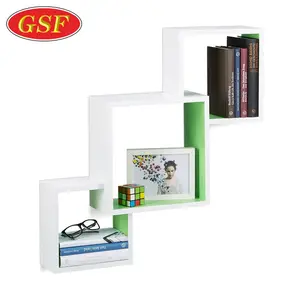 High Quality Bed room furniture set 3 divider MDF floating wall wood cube shelf for book