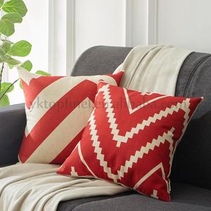 Biancheria di cotone Caso Della Copertura Del Cuscino Sul Cuscino Rosso Onda Geometrica Rimessa Laterale Federa Copre Divano <span class=keywords><strong>Cuscini</strong></span> Arredamento Dropshipping - Product Image 2