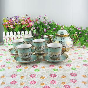 ชุดกาน้ำชาเซรามิกเอธิโอเปีย <span class=keywords><strong>13</strong></span> ชิ้น จากโรงงานเฉาโจว ขายส่ง พร้อมลวดลายสีทองและขาตั้งโลหะ เหมาะสำหรับเป็นของขวัญ - Product Image 3