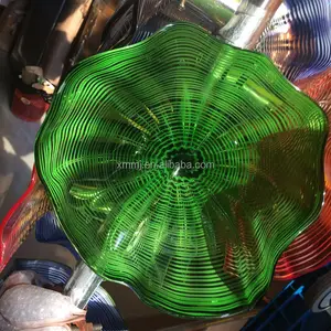 Modern Hand Blown Light Plate Wall Decor Art Crafts Color Murano Glass Green Hand Made Europe Customized OEM Folk Art Flower