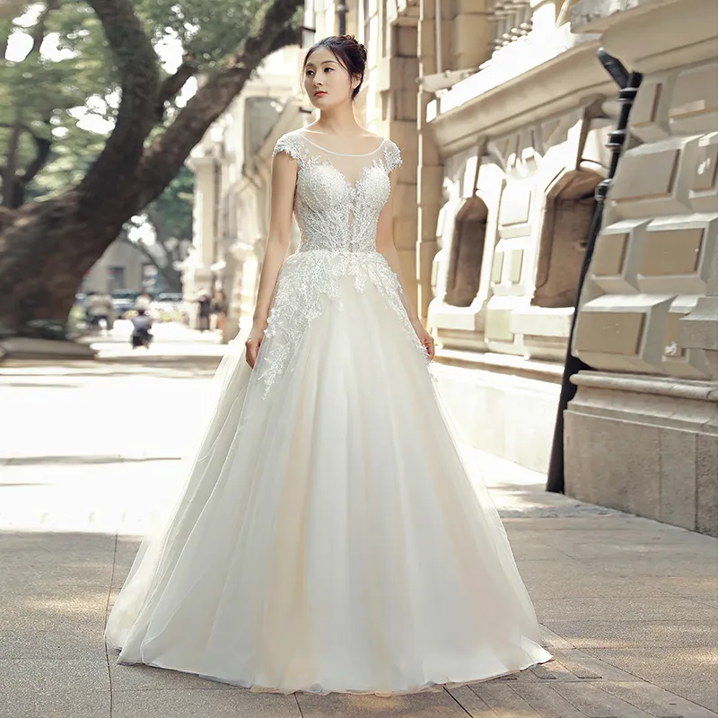 فستان زفاف صيني أنيق من jancender RSM66558 عينة حقيقية من فساتين زفاف بيضاء للأميرات الصغيرات