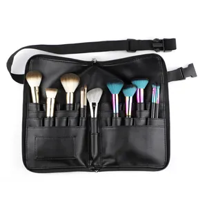 OEM ODM Accepted Professional Makeup Artist Empty PU Leather Makeup Brush Waist Bag Belt