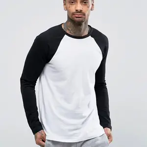 Bulk Goedkope Goede Kwaliteit Raglan 3/4 Mouw Baseball T-shirt Oem Custom Plain Mannen Lange Mouw Shirt