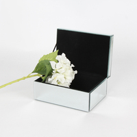 Boîte à bijoux de luxe en argent cristal diamant décor une couche velours à l'intérieur avec miroir en verre pour stockage ou mariage cadeau de mariage