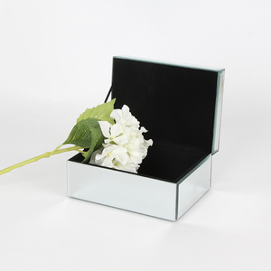 Boîte à bijoux de luxe en argent cristal diamant décor une couche velours à l'intérieur avec miroir en verre pour stockage ou mariage cadeau de mariage - Product Image 3