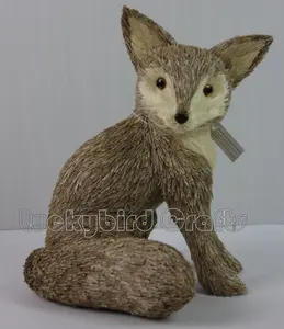 Decoración de zorro de Navidad/zorro de paja Natural/adorno de zorro hecho a mano 2015