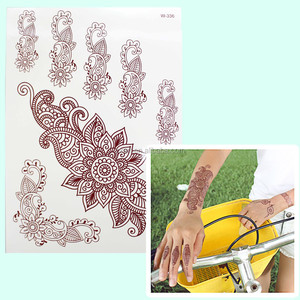 India Henna estilo mano pierna brazo cuello quemado Henna tatuaje temporal etiqueta tatuaje sello - Product Image 3